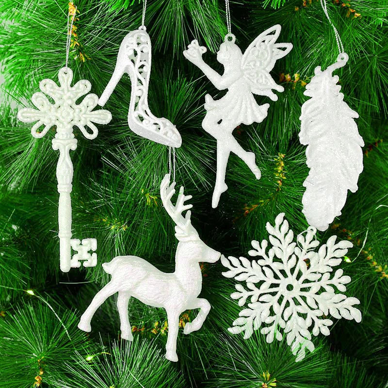 

Xmas Tree Deer Snowflake Hanging Ornaments Resin Glitter Icicle Drop Angel Hanging Pendant Christmas Decorations Navidad Gifts