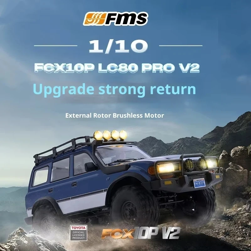 FMS LC80 PRO V2 1/10 RC Rock Crawler 4WD Off-Road Vehicle with High & Low Speed, 2.4G Remote Control, Scale Crawler Truck for Ad