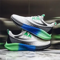 Marathon Mens Sports Running Shoes Black Mesh Lightweight Breathable Comfortable Outdoor Walking Trendy Mens Tennis Shoes