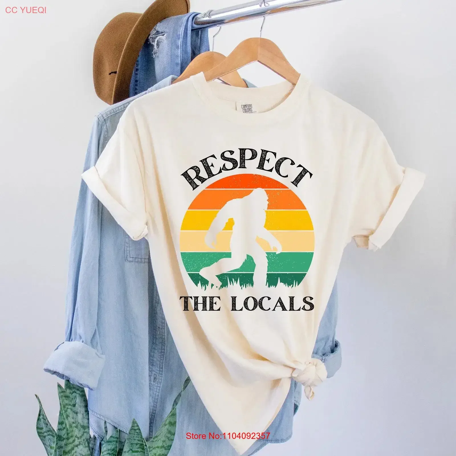 Sasquatch T Shirt BigfooT Hiking Respect the Locals Funny Outdoorsy Nature Lover vintage Washed Comfortable Stylish