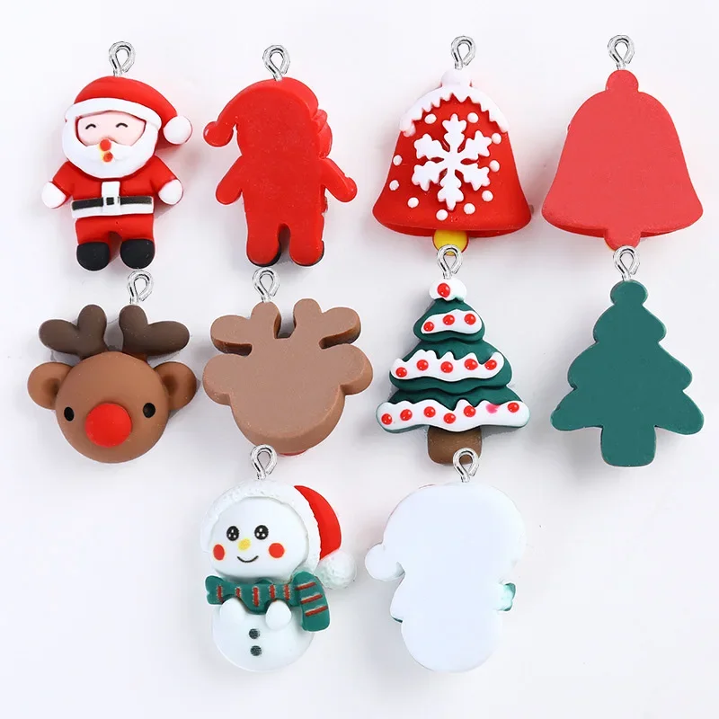 10Pcs Resin Charms Chirstmas Series Snowman Santa Claus Pendants for Earrings Necklace Accessories DIY Jewelry Making Findings