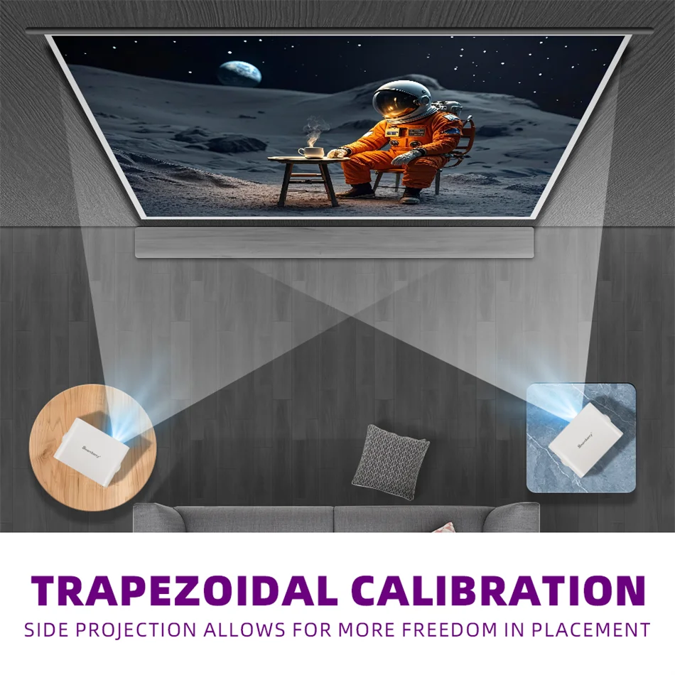 HT23 Mini Portable Projector 4K 1080P Native 1280*720P Android11 WIFI6 BT5.0 Auto Keystone Cinema Video Beam Projector HDMI