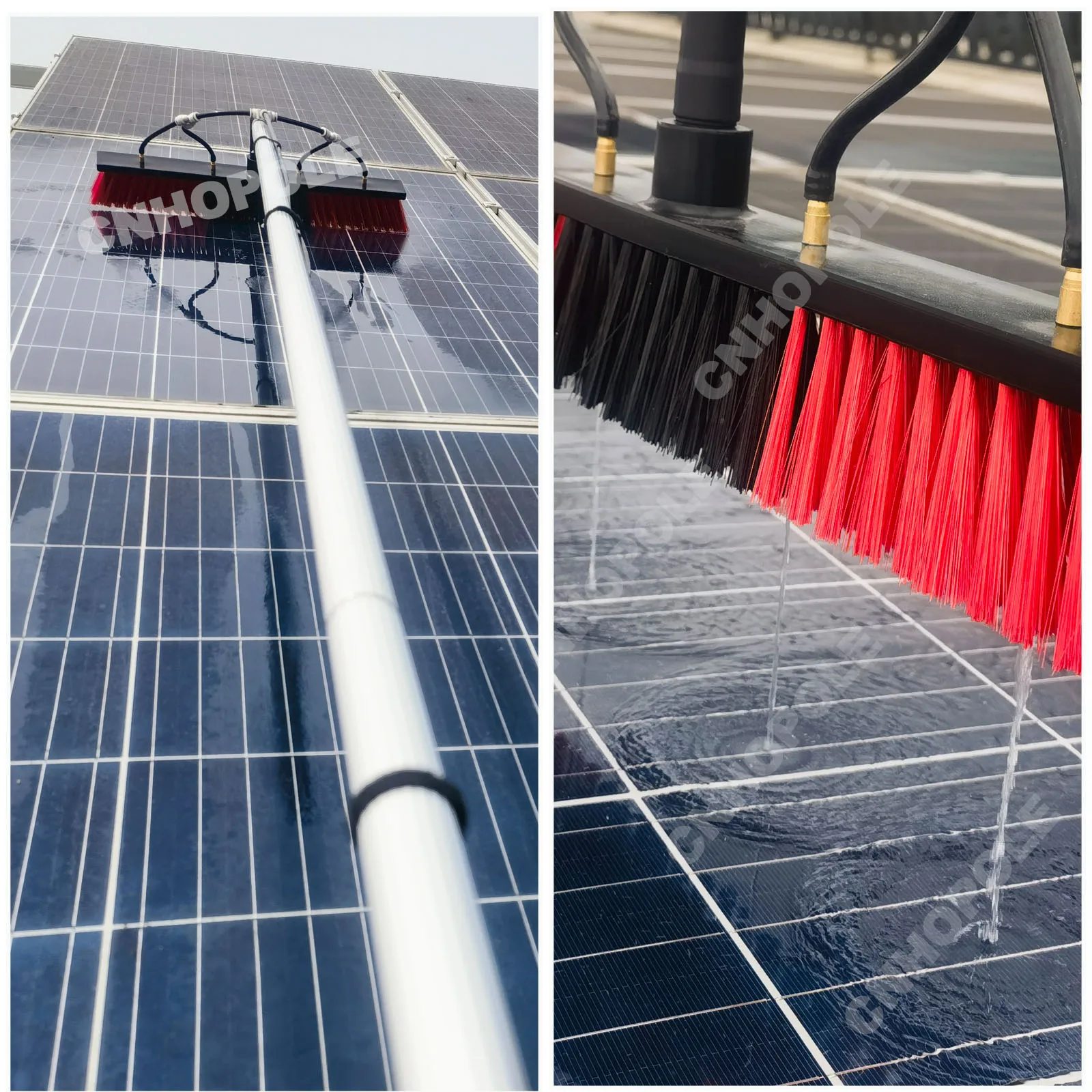 12/18/24/30ft Extension pole with Solar Panel Cleaning Brush Long Handle Water Fed Pole Kit High Reach Photovoltaic Washing Tool
