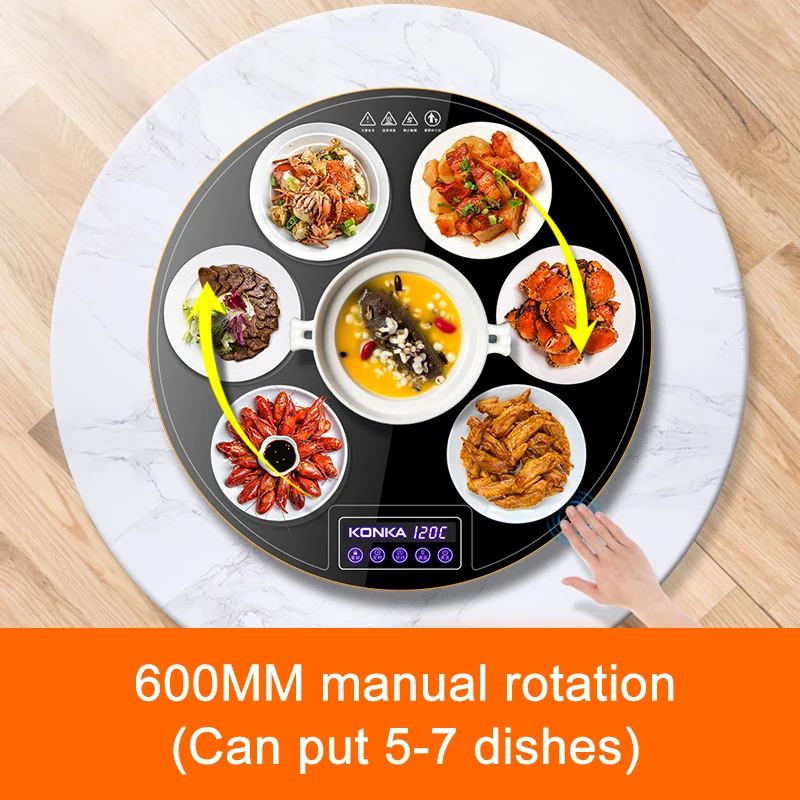 60CM Meal Insulation Board Household Intelligent Hot Chopping Board Round Multi-function Turntable Electric kitchen appliances