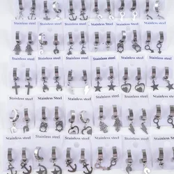 12Pairs/Lot Fashion Punk Round Stainless Steel Stud Earrings Men Women Hip Pop Multicolor Jewelry Accessories Gift Mixed Style