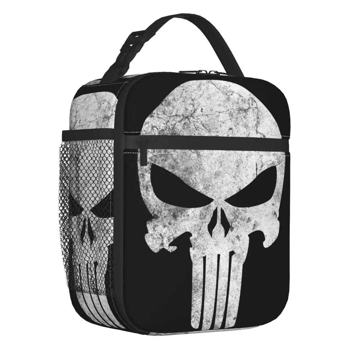 

Custom Punisher Skull Grunge Insulated Lunch Bags for Women Portable Thermal Cooler Food Lunch Box Work School Travel