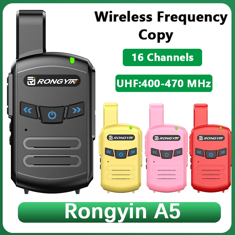 RongYin A5 미니 워키토키 C타입 충전기, UHF 400-470Mhz 배터리 절약, 16 채널 무선 주파수 복사, 어린이 선물 BF-T20 