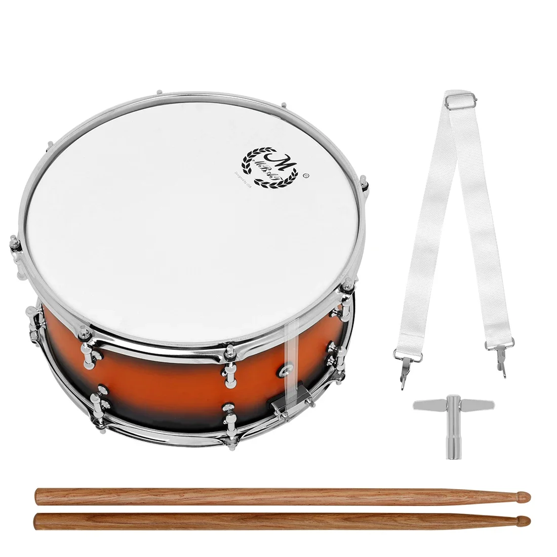 M MBAT 14 × 6.5 بوصة كمين طبل أدوات قرع معدنية زحف الطبول المبتدئين طبل جلود كمين الطبول مع حزام أفخاذ