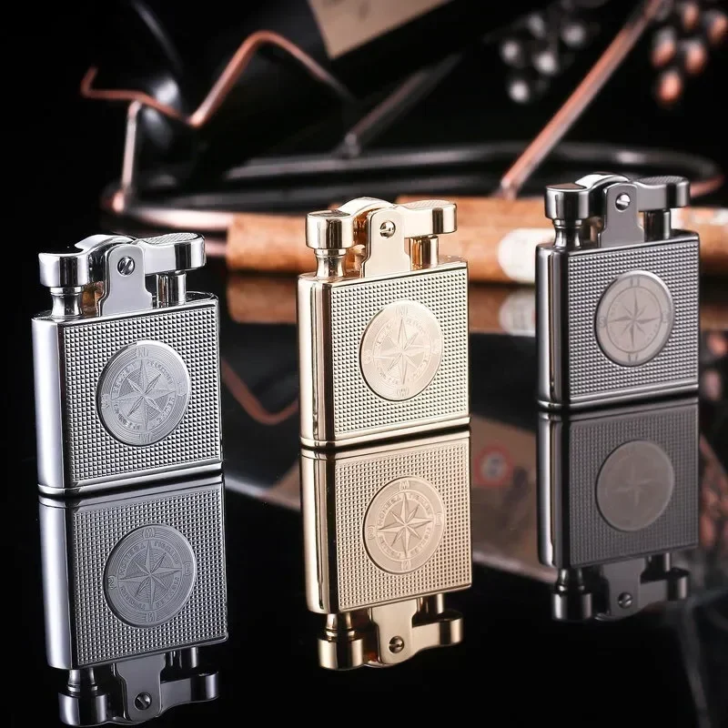 Classic Luxury Waterproof Windproof Kerosene Lighter Retro Copper Cigarette Cigar Lighter Mens Smoking Tool Men Gift Gadgets