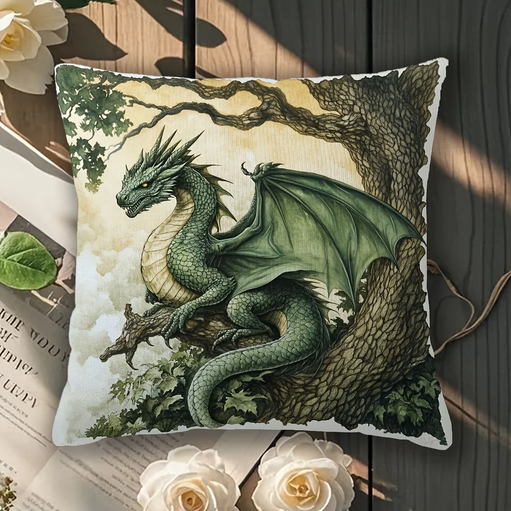 

One modern-style dragon throw pillow cover, suitable for decoration of living room, sofa and bedroom (without filling material)