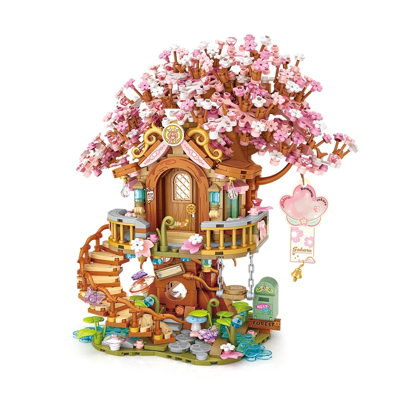 LOZ-1381 cerisier arbre maison poupée bricolage maison 3D modèle créatif assemblage filles et enfants blocs de construction jouet cadeau