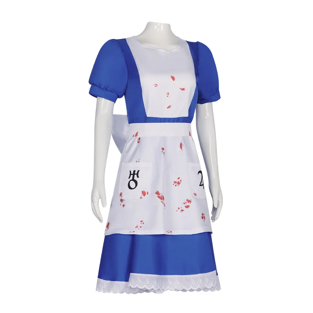 Game Alice Madness Returns Cosplay Costume Maid Dress Apron Bow Role Play Uniform Accessories Halloween Christmas Carnival Suit