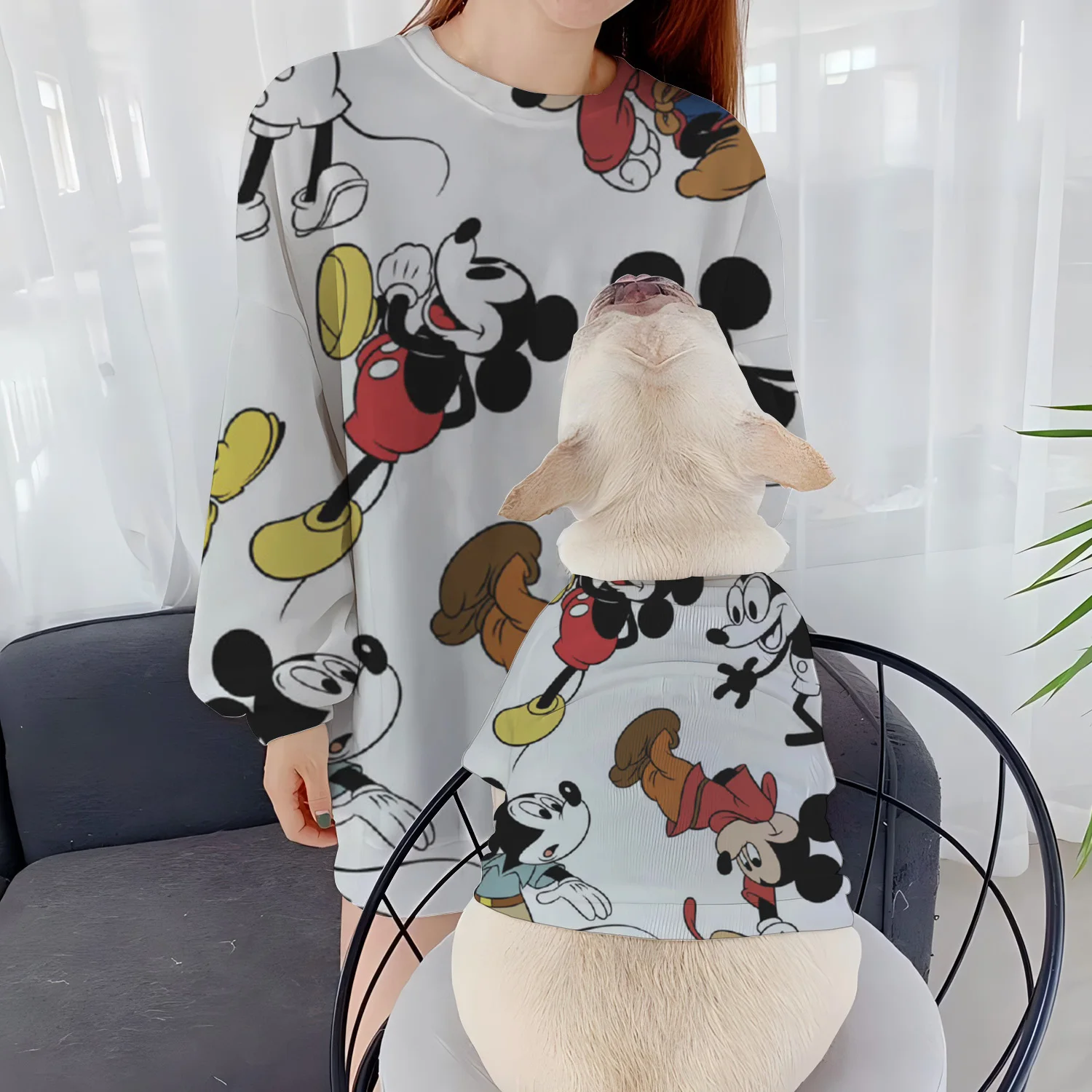 Casual Sweatshirts Round Neck Minnie Mouse Women Clothing Pet Dog Women's Autumn Clothes Disney Long Sleeve Winter Puppy Mickey