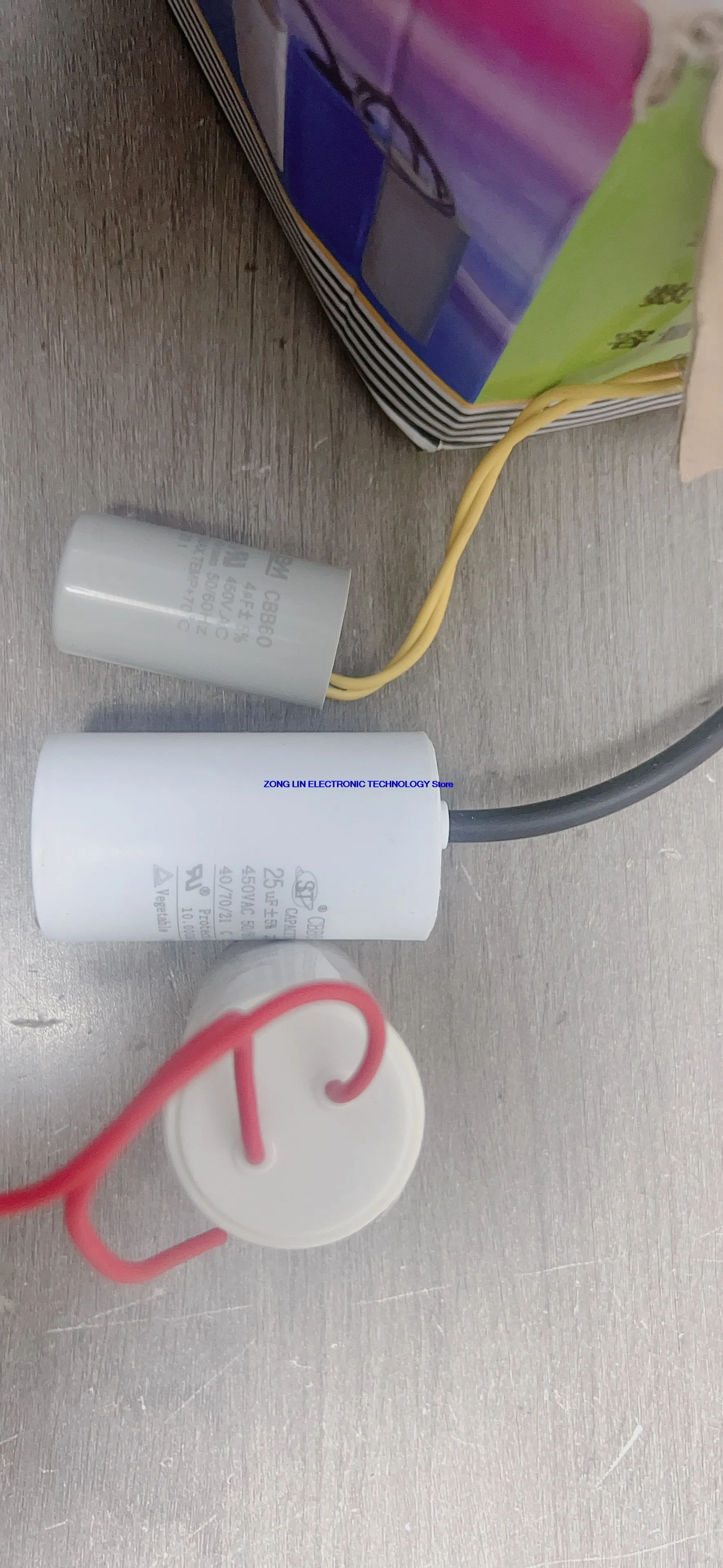 With 2 wires    CBB60 washing machine capacitor 4/5/6/8/10/12/15/20/25UF/100UF  Without screw feet  1PCS -1lot