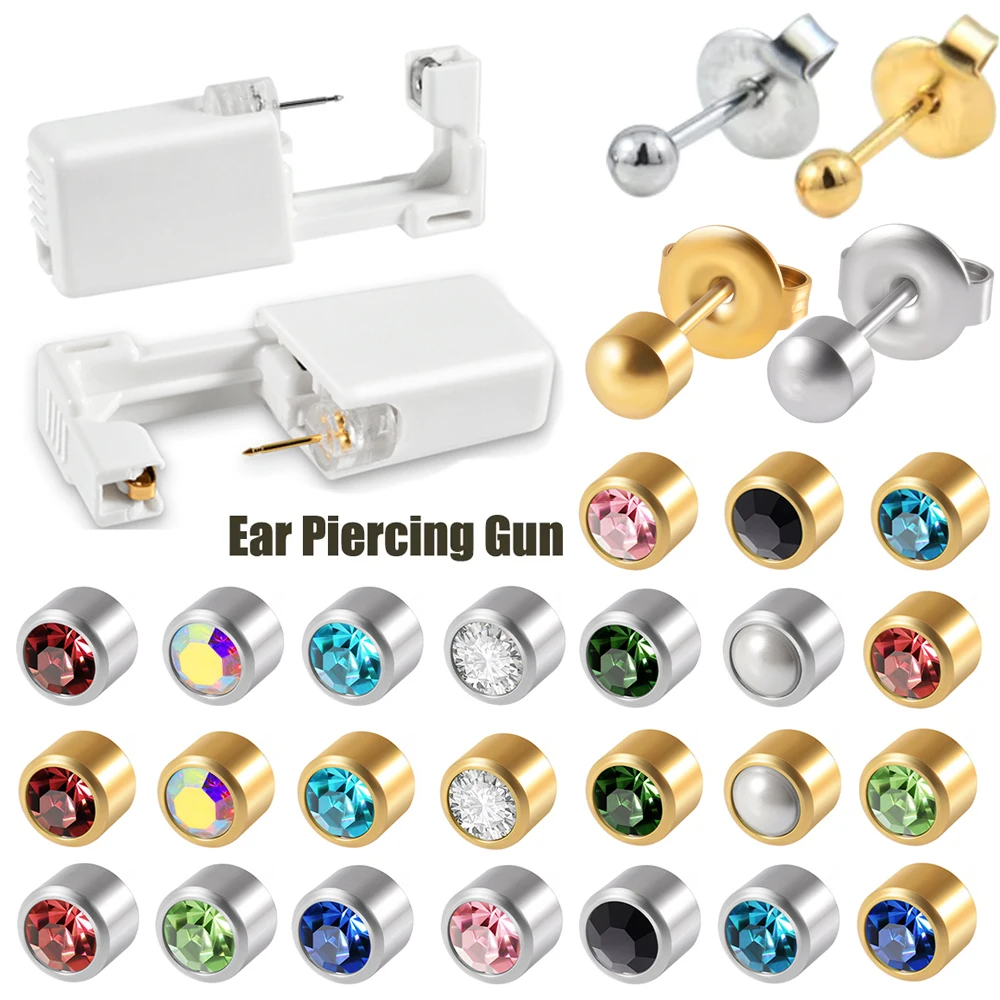 Dreamlee Kit de perçage d'oreille jetable stérile - Pistolet de perçage d'hélice de trago de cartilage indolore Outil de bijouterie à faire soi-même pour une oreille facile et sûre