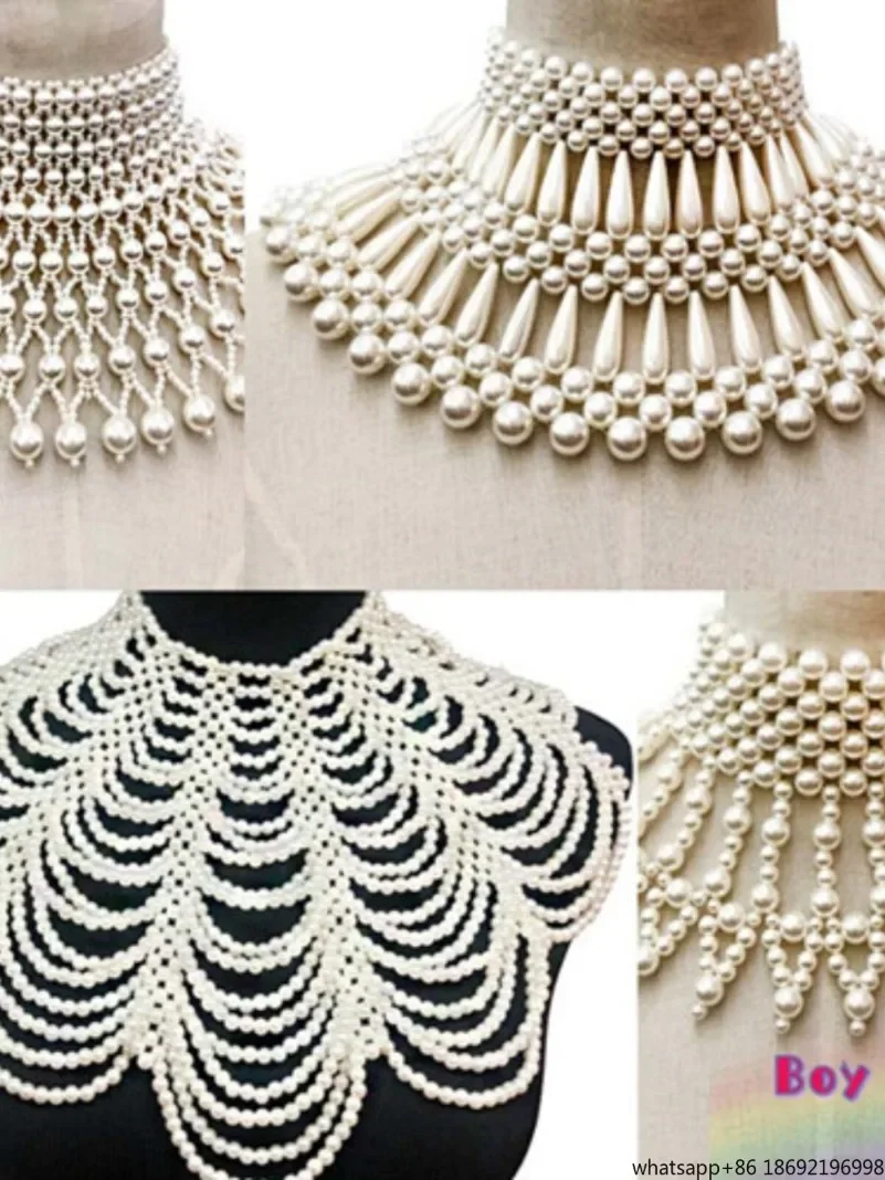 Luxury Retro Sense Large Pearl Necklace Neck Chain Texture Handmade Beads Exaggerated Ethnic Style Performance Banquet Pearl
