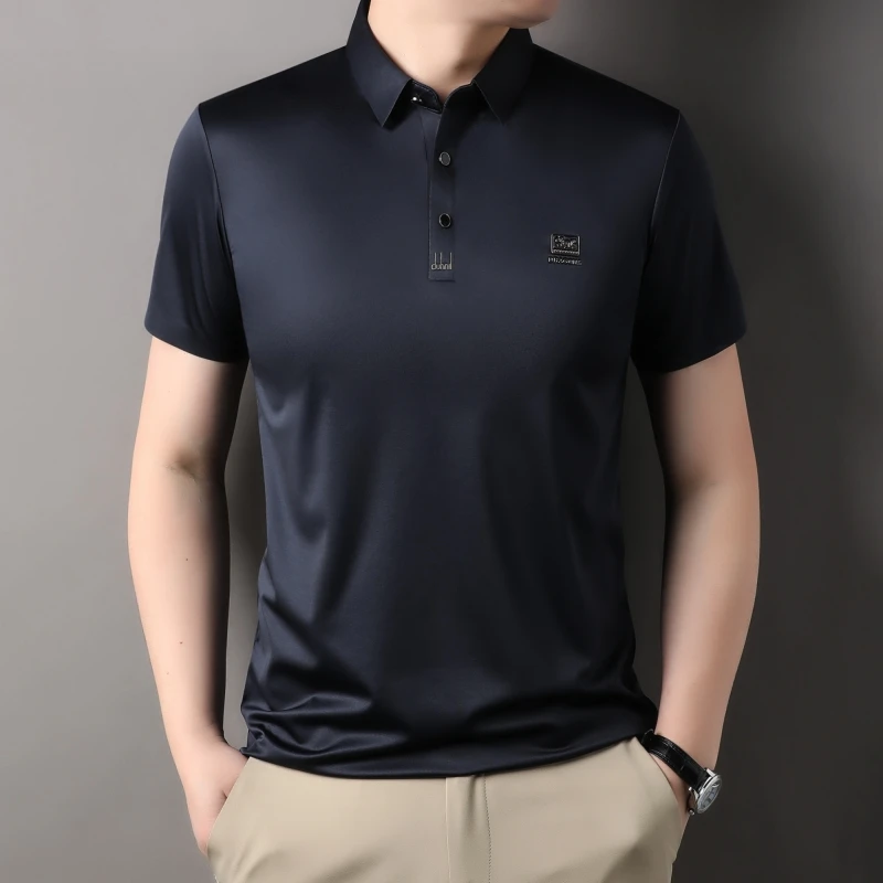 Summer high-end brand short sleeve POLO shirt men\'s fashionable dragon shaped badge design hot selling top ice silk T-shirt