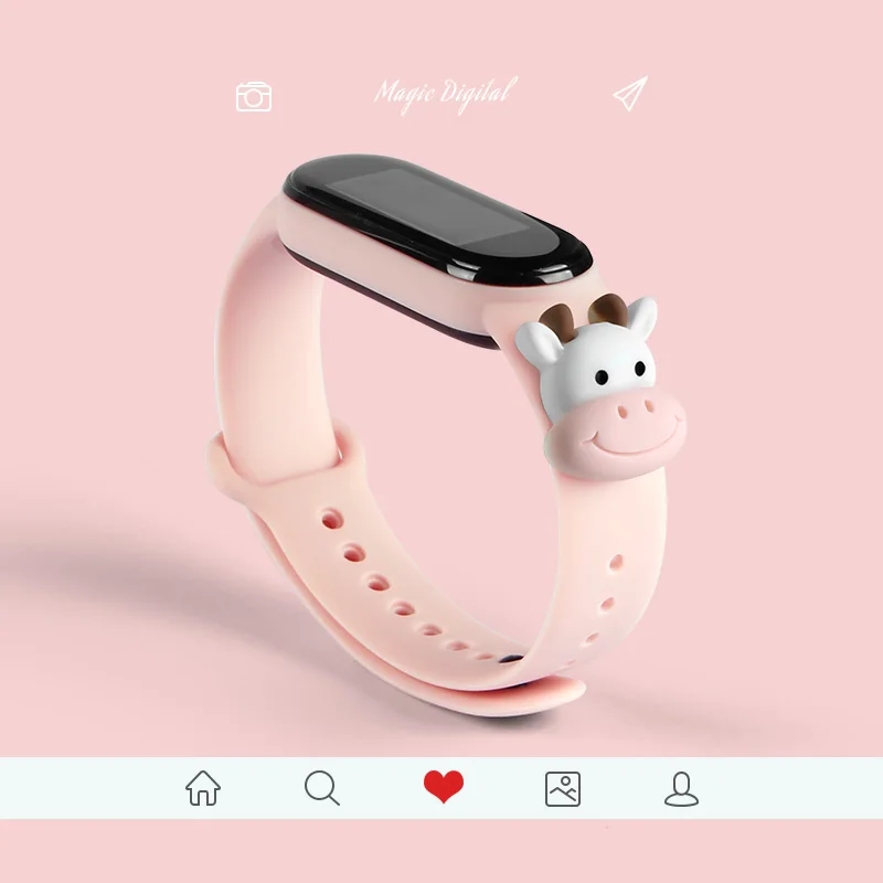 For Mi Band 7 6 5 4 3 Strap Silicone Doll Cartoon Flower Xiaomi band 5 Replacement Watchband Bracelet Smart Sports Fitness Wrist