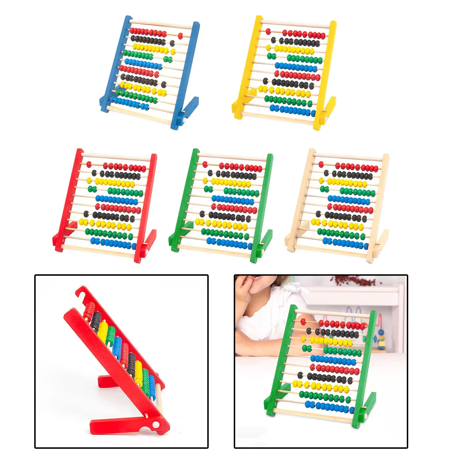 Classic Wooden Math Game Toy, Educational Counting Toy, Addition and Subtraction, 10 Row Counting Frame for Boys Girls