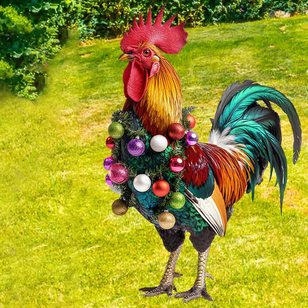

Metal Rooster Decoration Chicken Aesthetic Iron Christmas Garden Stakes Fgarden