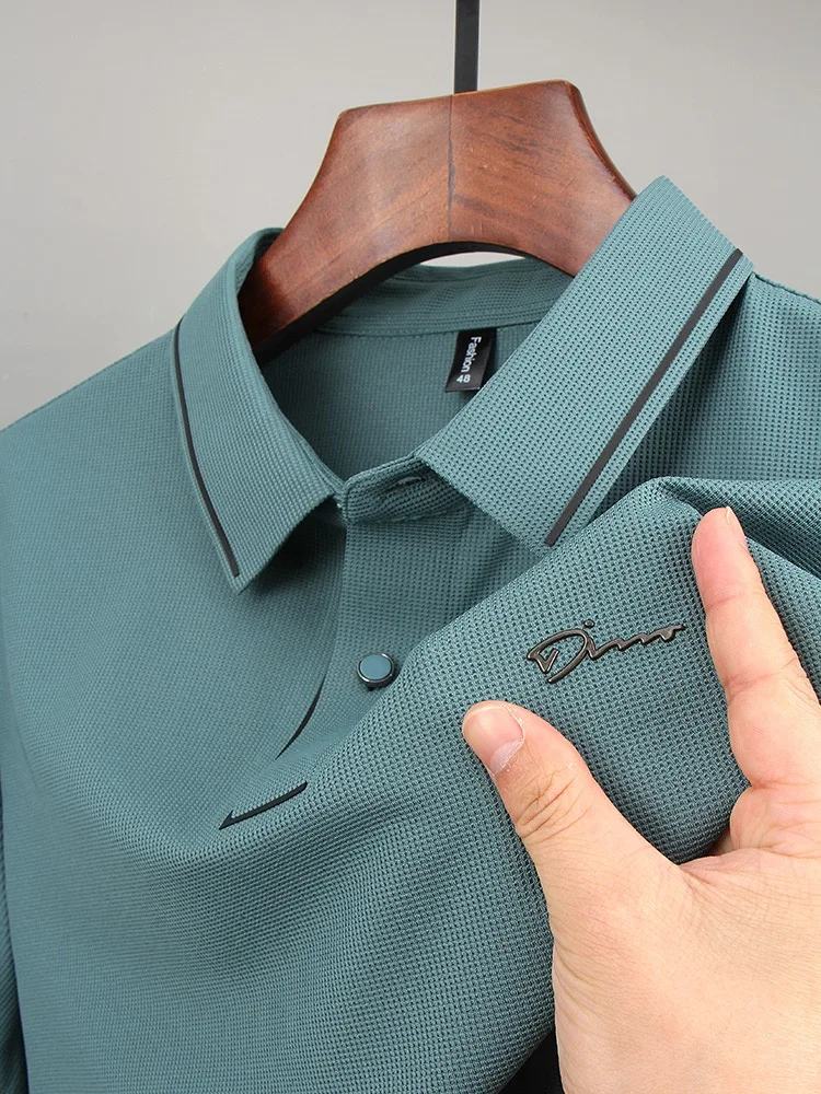 High end luxury brand fashion hot diamond short sleeve Advanced printed POLO shirt summer new Korean version men's lapel T-shirt - Image 4