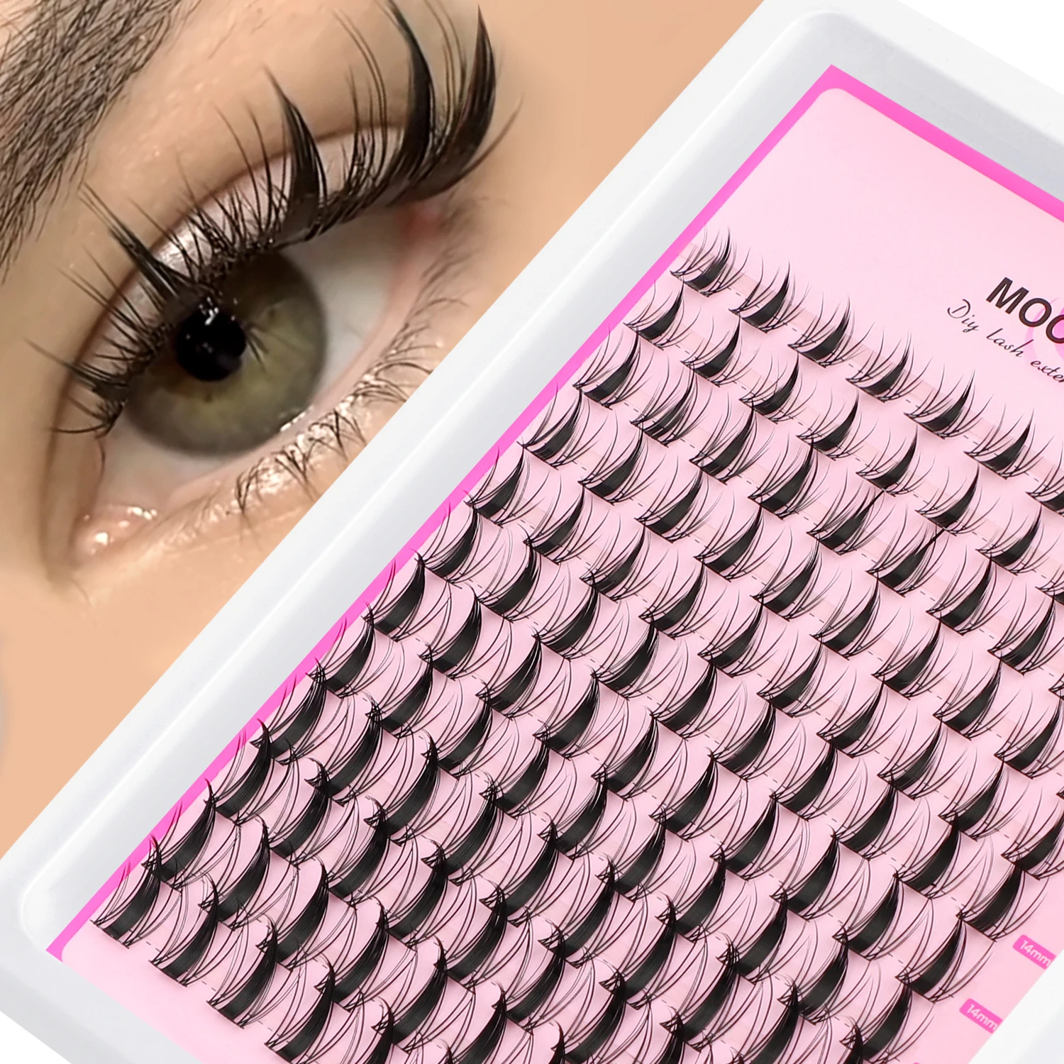 MOONKALI Kit de grappes de cils vaporeux grappes de cils cils naturel bricolage Kit d'extension de cils 10-16mm Kit d'extensions de cils en grappe