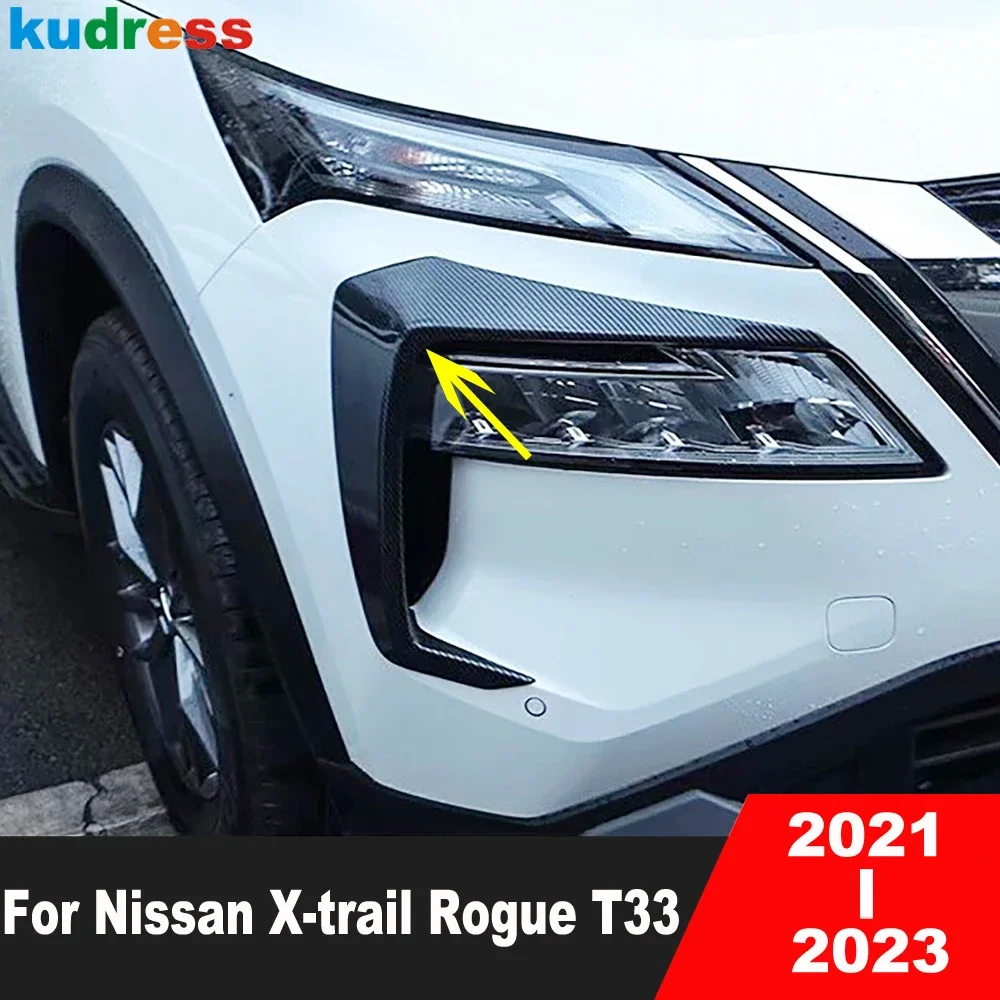 

Front Head Light Lamp Eyebrow Cover Trim For Nissan X-trail Rogue T33 2021 2022 2023 Car Headlight Eyelid Strip Accessories