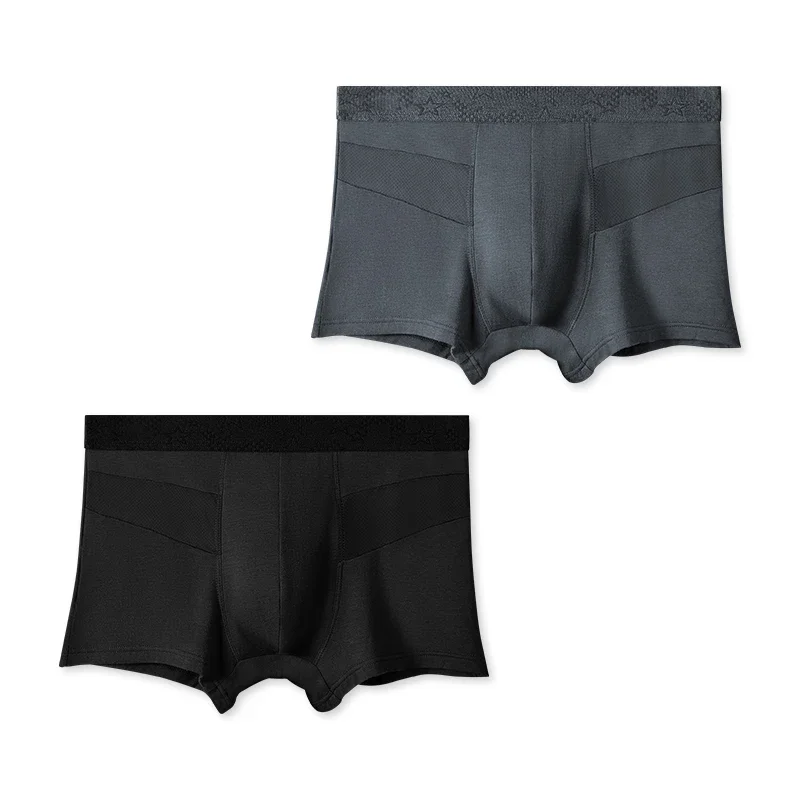 

2pcs Men's ice silk briefs, sporty quadrangle shorts, summer thin, comfortable and breathable mesh bottom pants