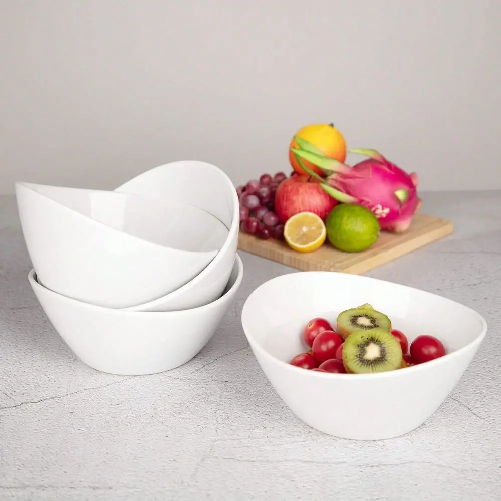 

4 Pack Salad Bowl, 8 Inch 42 Oz Large Serving Bowl Set, Deep Bowl For, White Ceramic Bowl Set For Soup, Cereal, Ramen, P