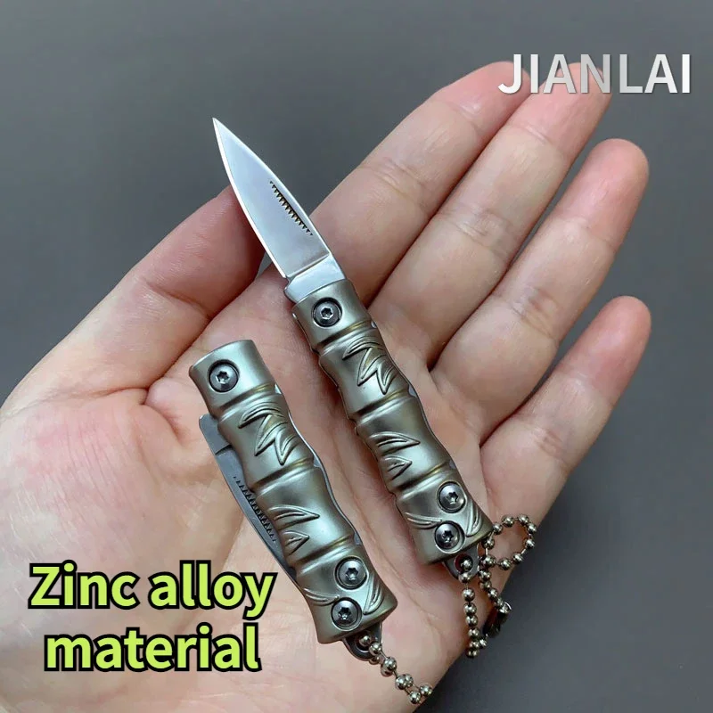 Hot sales Mini Folding Knife with Zinc Alloy Handle 3CR13 Stainless Steel Sharp Small Pocket Knives Key Chain Tools for Camping