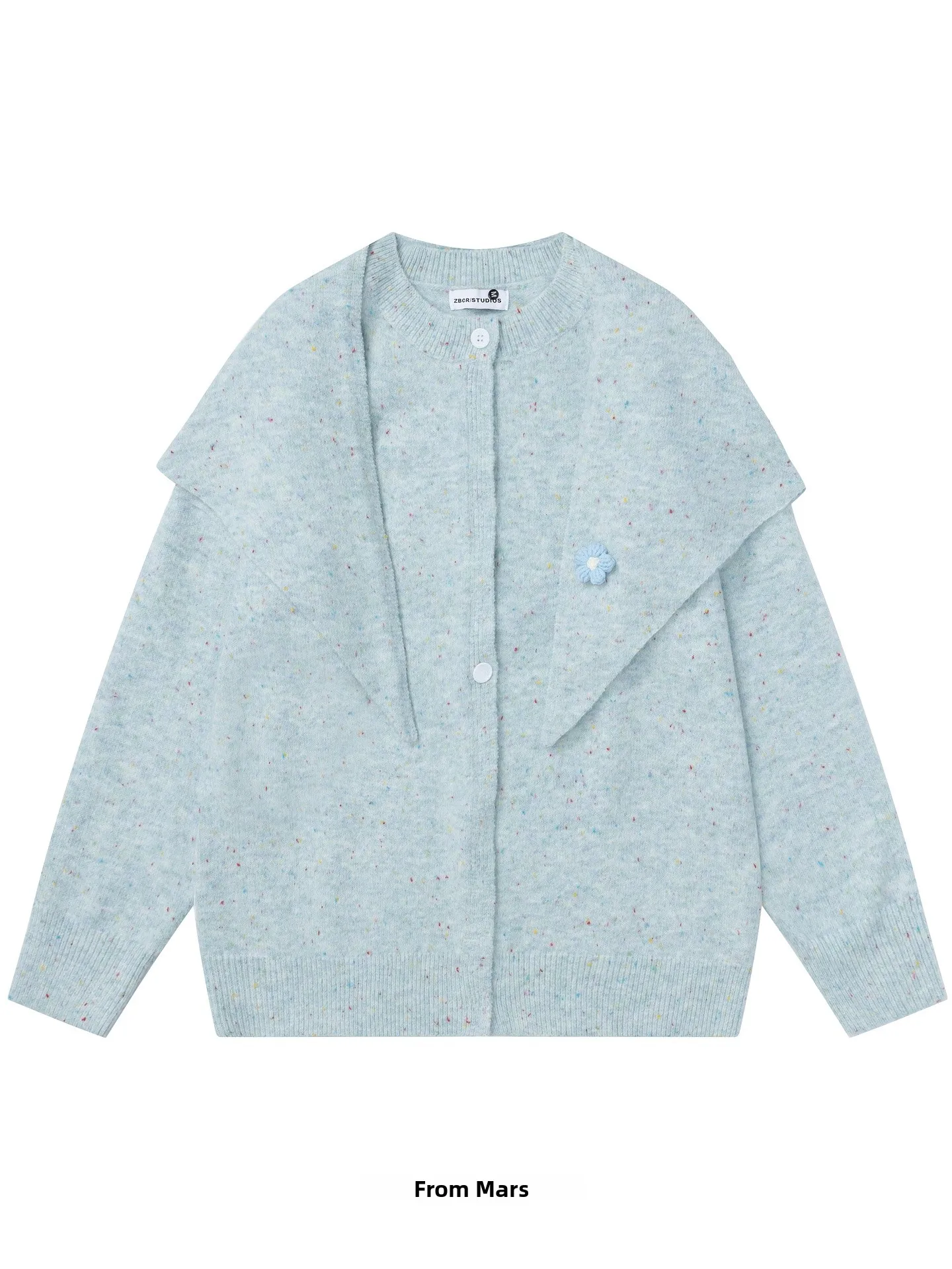 

Свободный вязаный свитер-шарф с воротником-стойкой, в горошек, в уличном стиле, женский, модный, теплый, осенне-зимний, с длинными рукавами