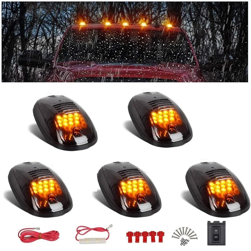 

5pcs 12LED Smoked Cab Roof Marker Lights Amber For Dodge Ram 1500 2500 3500 4500 5500 2003-2016 Car Lights