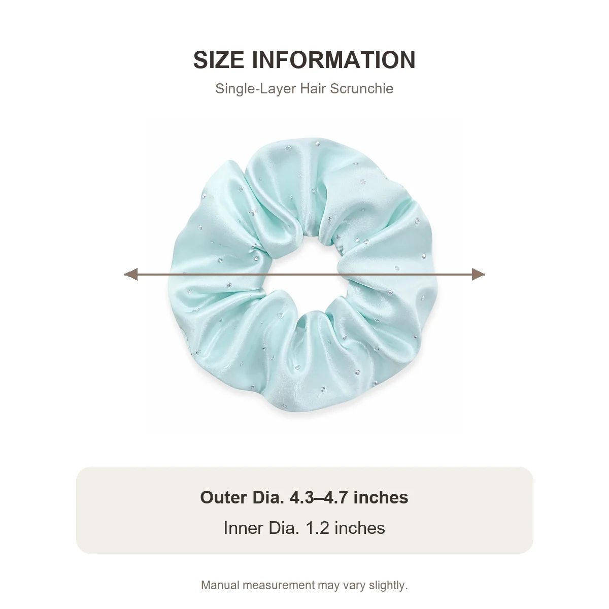 Pale Icy Mint Blue Silver Dot Satin-Like Single-Layer Hair Scrunchie for Ponytails and Buns 6