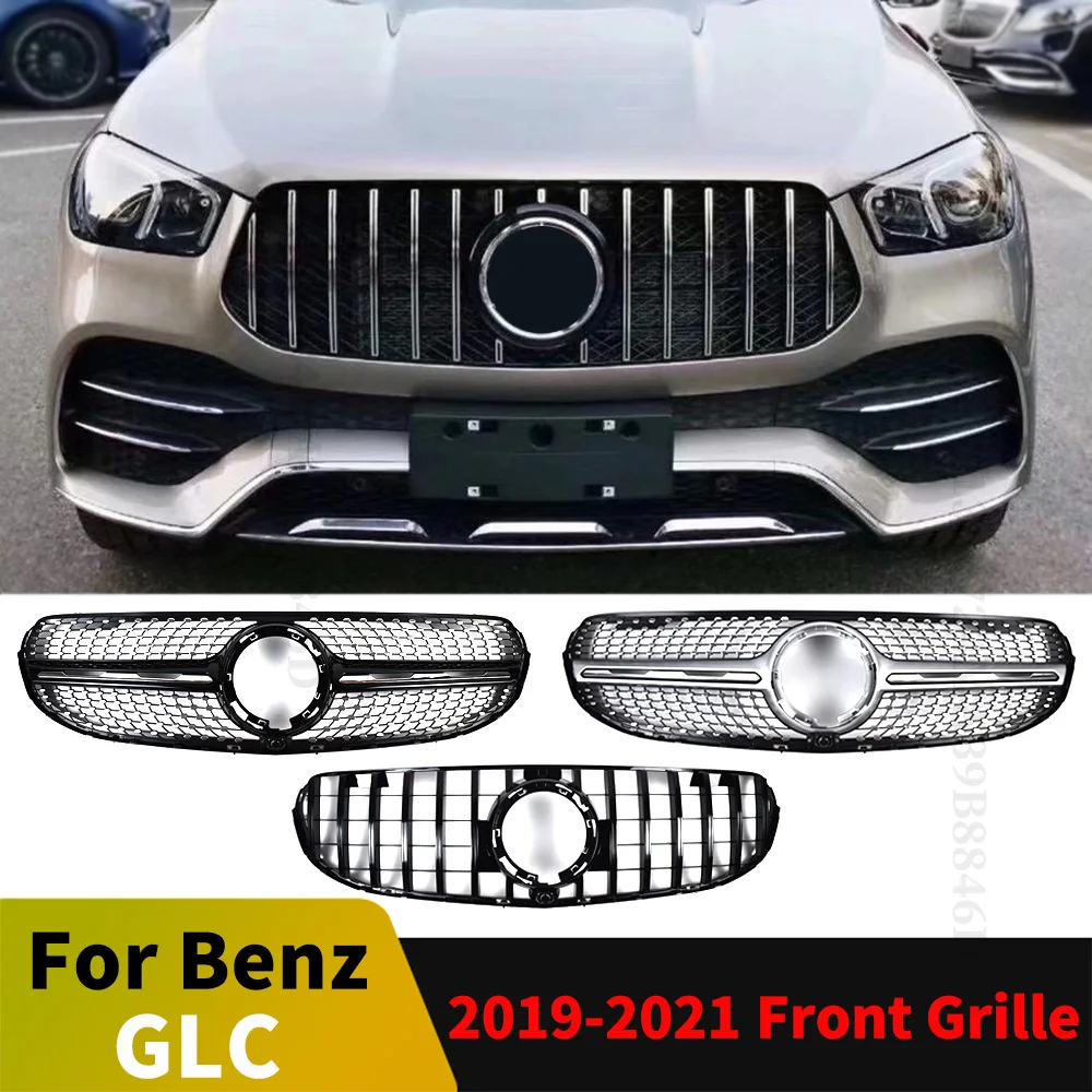 

Hood Mesh Front Bumper Grille Racing Grill Grid For Mercedes Benz GLC X253 2019-2021 GT Diamond Style Modified Body Kit Tuning