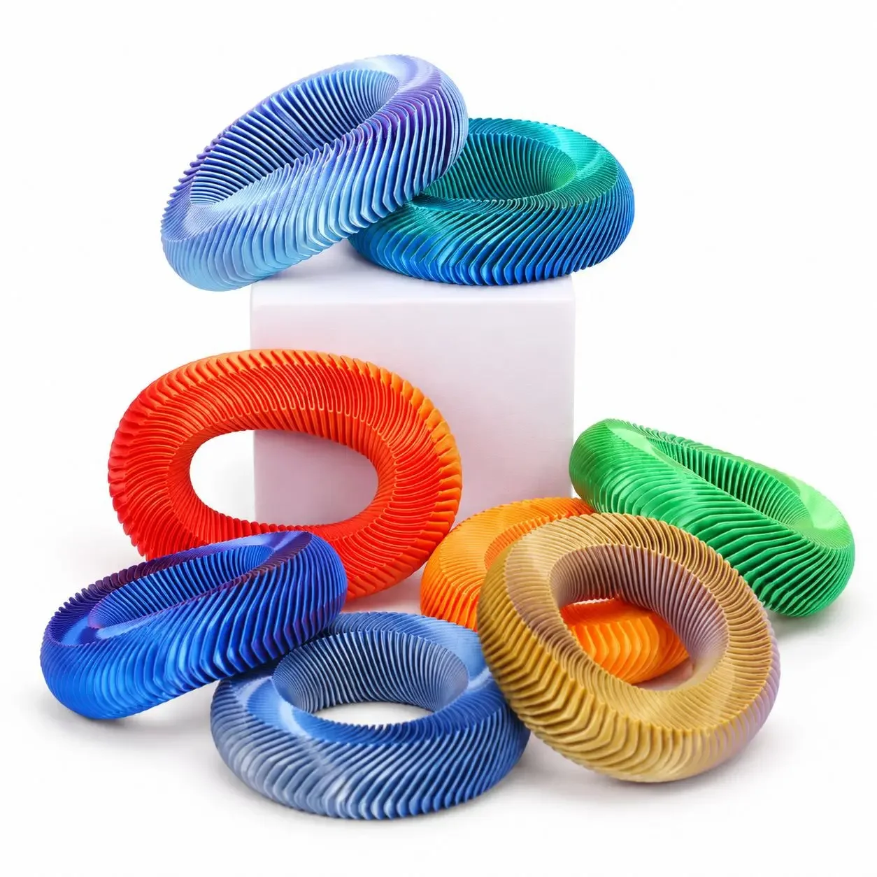 Flexible 3D Printed Spring Ring Fidget Toy Stretchable Spiral Telescopic Sensory Toy for Stress Relief & Focus Portable Hand Toy