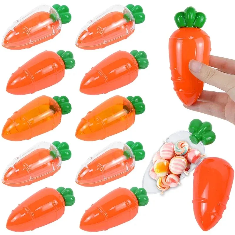 Caja de Dulces de Plástico con Forma de Zanahoria para Pascua, Cajas de Regalo Transparentes Creativas, Decoraciones para Fiestas de Pascua, para el Hogar, Recuerdos de Cumpleaños para Niños