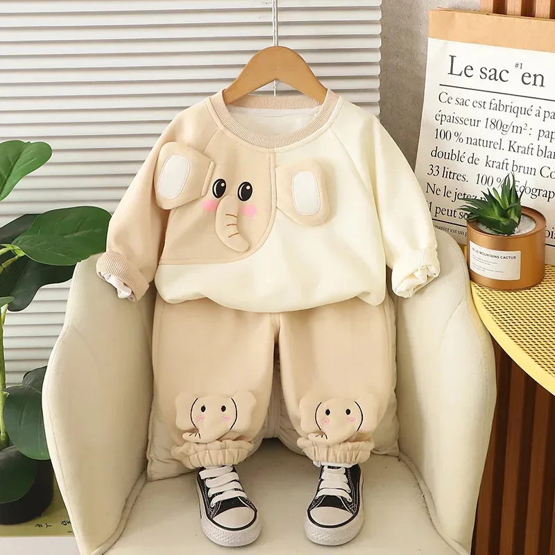 

COSda@ Autumn Boys Children Tracksuits Cartoon Animal pants set for 1 2 3 4 5 years Kid Top and bottom