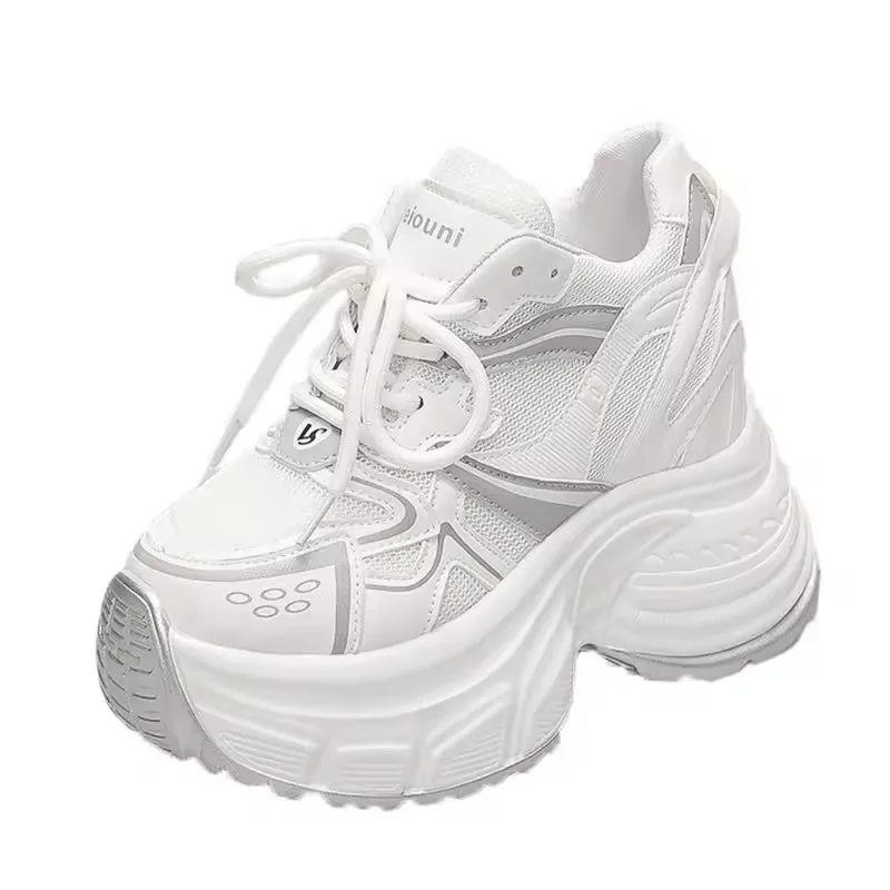 

Женские кроссовки из массивной сетки 10 см, повседневная уличная обувь для скейтборда и тенниса на толстой подошве, весенне-осенняя универсальная прогулочная спортивная обувь