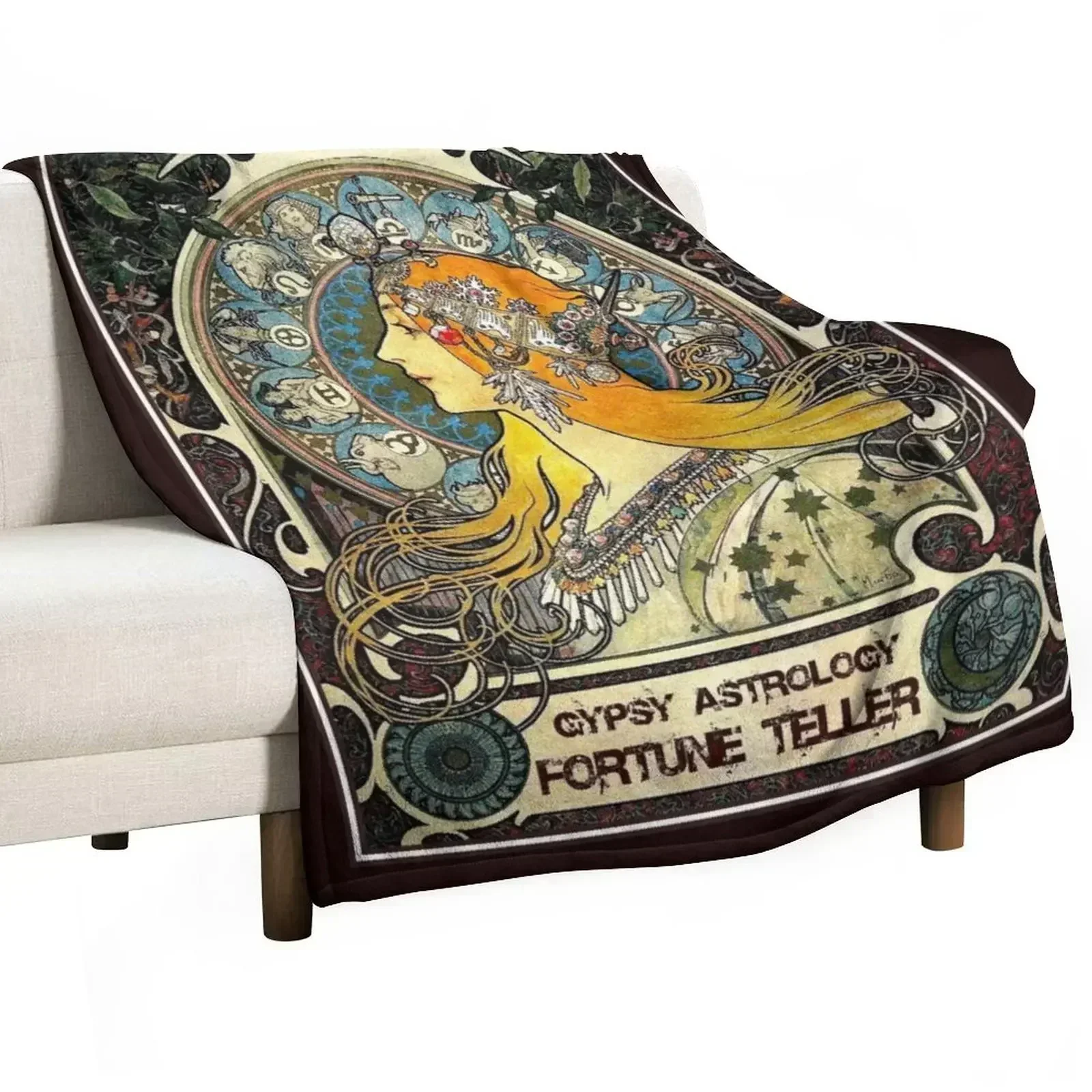 

GYPSY ASTROLOGY;Vintage Fortune Teller Print Throw Blanket Sofa Throw Sofa Soft Blankets