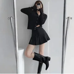 A-lijn Rokken Vrouwen Minimalistische Geplooide Preppy Stijl Chic All-Match Casual Hoge Taille Ins Solid Streetwear Zomer Harajuku Y2k