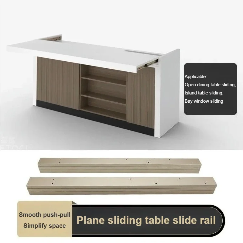 Open Kitchen Dining Table Sliding Rail Side Installation Pull-out Extension Hidden Island Platform Baywindow Aluminum Alloy Rail