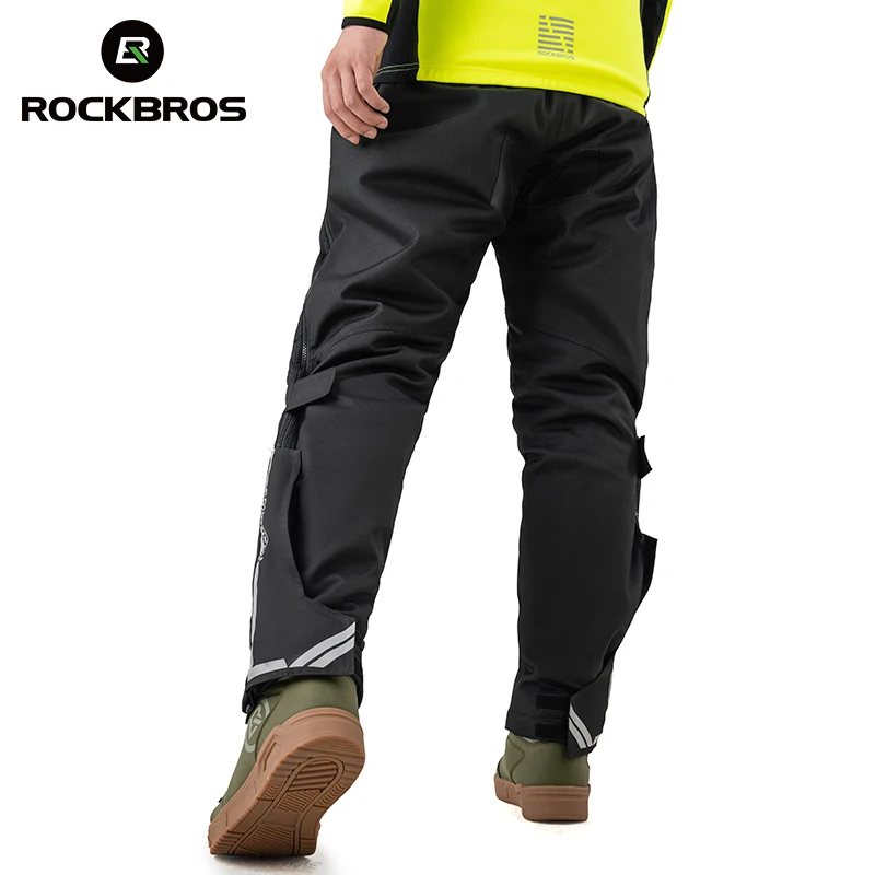 ROCKBROS Winter Warm Sweatpant Outdoor Cycling Fleece Pants Trousers Camping Hiking Thicken Trousers Detachable Windproof Pants