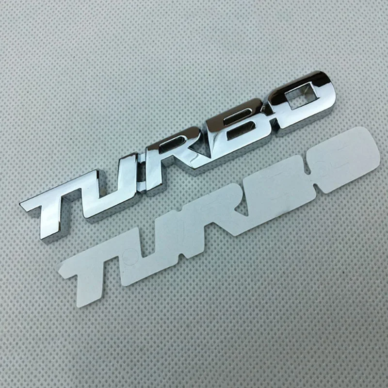 3D Metal Chrome Red Black Gold Logo Turbo Emblem Car Fender Badge Trunk Decal Turbo Stikcer Accessories