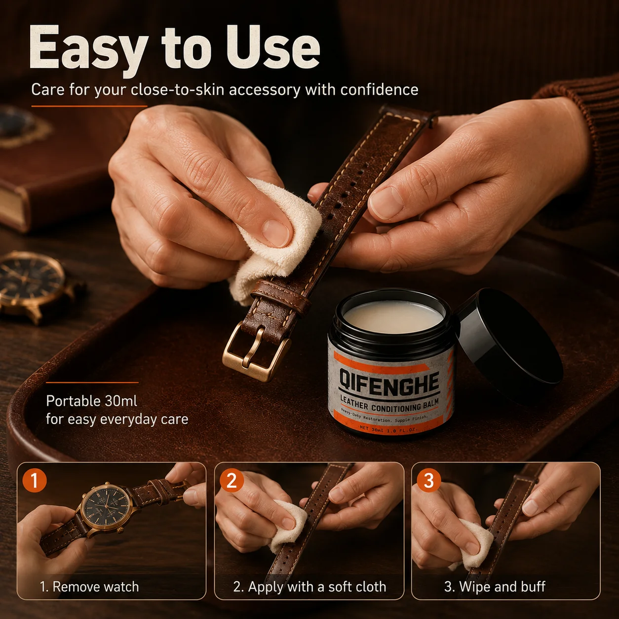 Leather Restorer Balm 30ml, Deep Conditioning Repair Dry Cracked Leather, Softens and Polishes, for Sofa Car Seat Bag