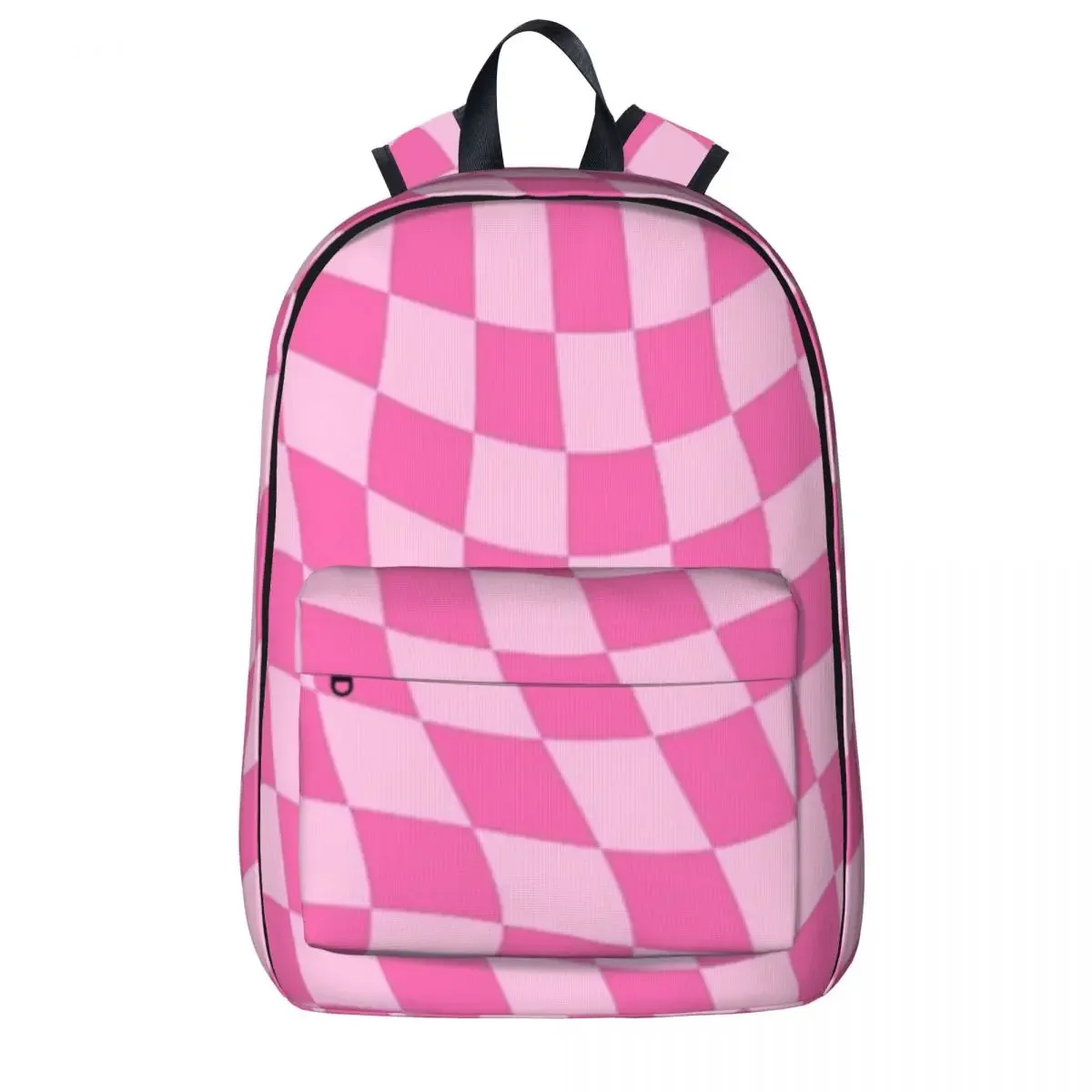 

Pink Retro Wavy Checkered Pattern Backpack Casual Student School Bag Laptop Rucksack Travel Rucksack Large Capacity Bookbag