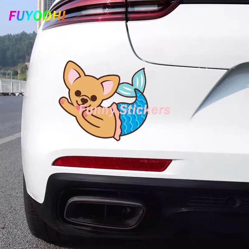 FUYOOHI Exterior/Protection Funny Stickers Pet Dog Chihuahua Mermaid Auto Decors on Bumper Rear Window Sunscreen Vinyl Decal