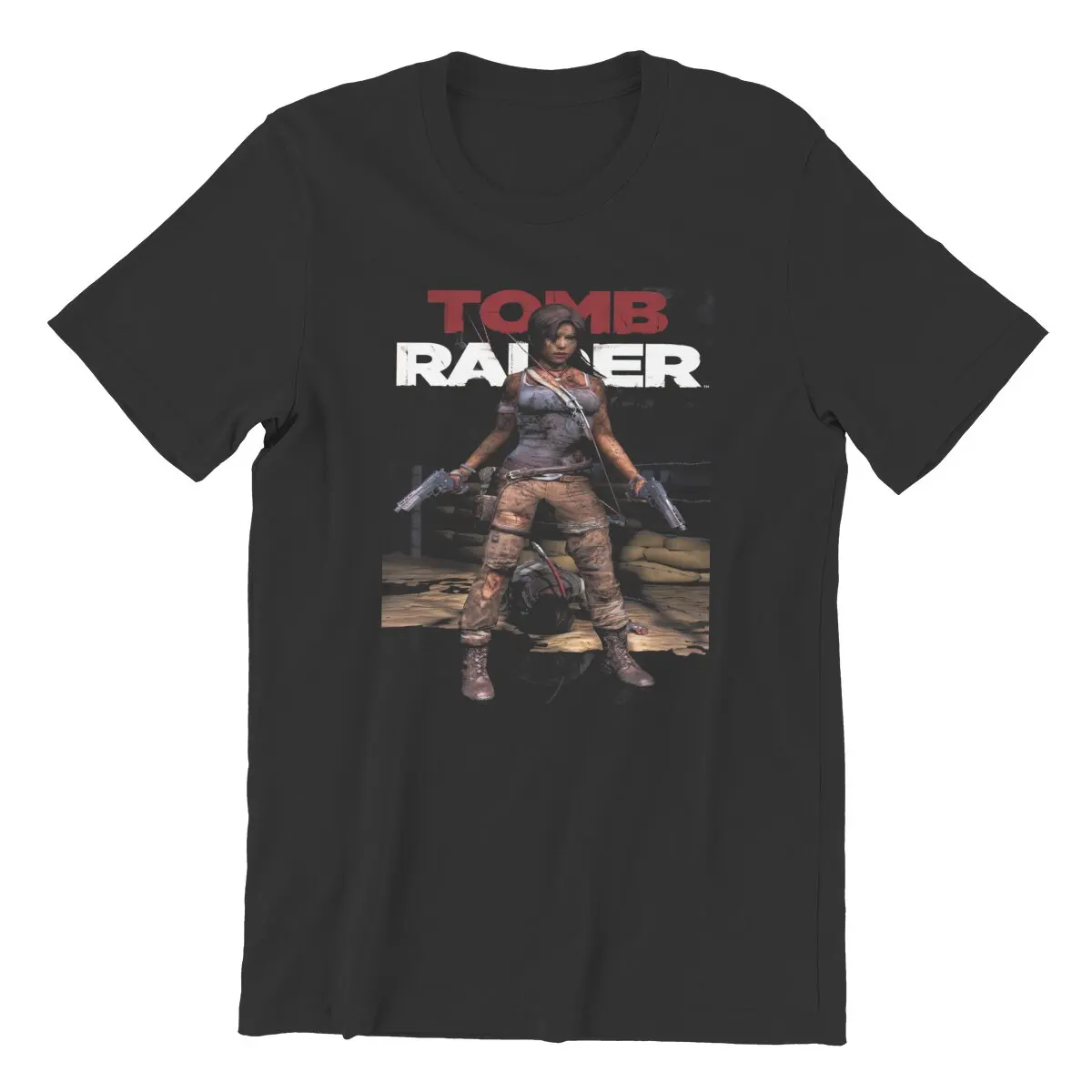 Tomb raider Classic T Shirt for men Retro video game 90s gaming Lara Croft 100% Cotton Tops Novelty Plus Size T-Shirts