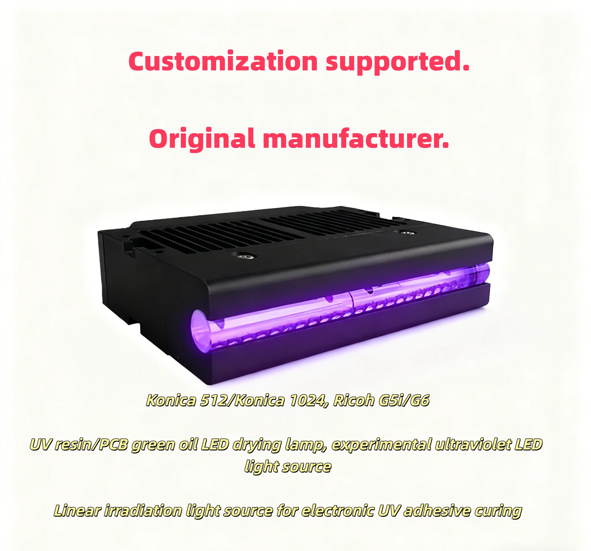 100*10 MM Uv Lamp 120W High Power Air Cooled LED UV Curing Lamp for UV Digital Lunchbox Printer Konica Ricoh Inkjet Pre Curing