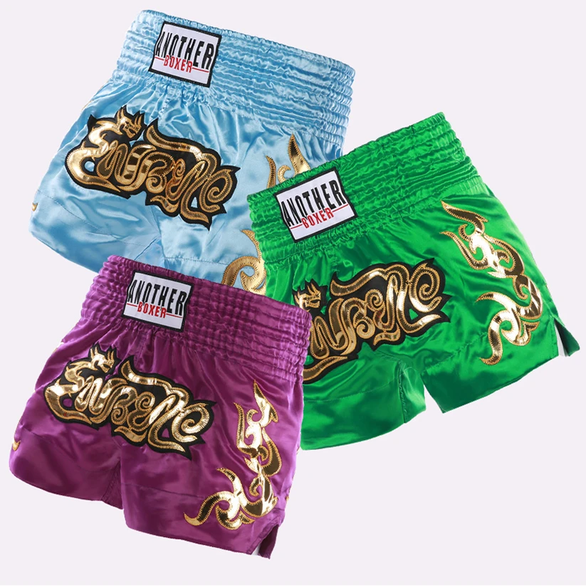 ANOTHERBOXER Muay Thai Shorts, Embroidered MMA Fighting Clothing for Men, Women, Kids, Cheap Boxing Training Short Pants