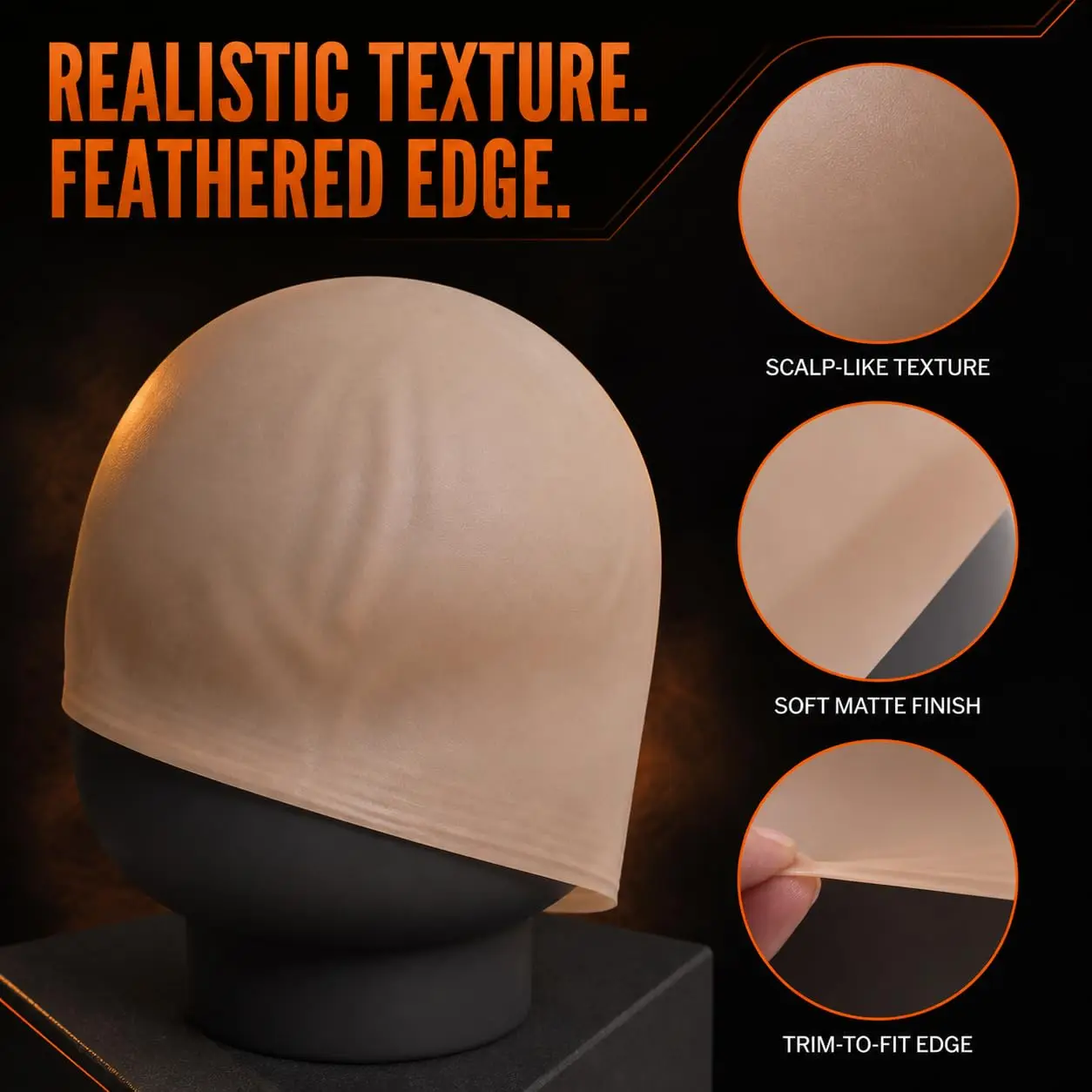 Latex Bald Cap for Adults, Realistic Nude Bald Head for Halloween Costume, Trim-to-Fit Edges, For Halloween, Cosplay, Theater